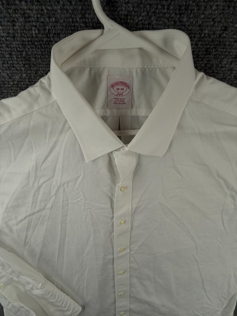 Brooks Brothers Long Sleeve White Button Up Shirt Men 18 34 Regular Fit Adult